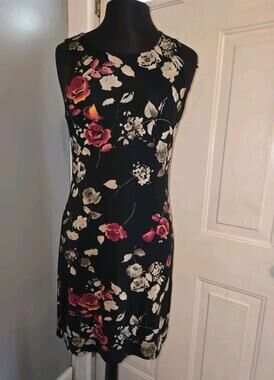 Vintage 90s Y2K Jody Of California Floral Maxi Sleeveless Dress Black USA Made M